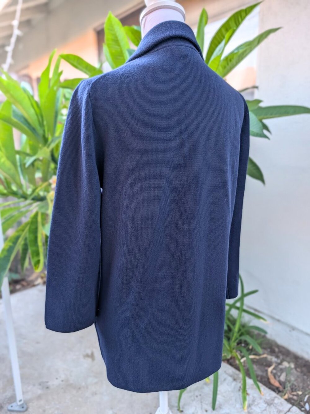 J.Crew navy open front sweater blazer with pockets 100% merino wool medium EUC - Picture 6 of 11
